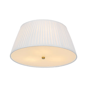 Boho 3-Light Round Pleated Fabric Drum Cage Flush Mount