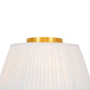 Boho 3-Light Round Pleated Fabric Drum Cage Flush Mount