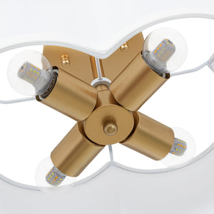 4-Light White Fabric Quatrefoil Cage Semi Flush Mount