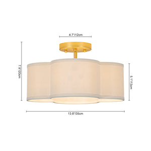 4-Light White Fabric Quatrefoil Cage Semi Flush Mount