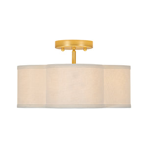 4-Light White Fabric Quatrefoil Cage Semi Flush Mount