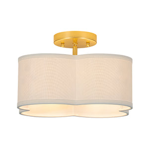 4-Light White Fabric Quatrefoil Cage Semi Flush Mount