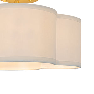 4-Light White Fabric Quatrefoil Cage Semi Flush Mount