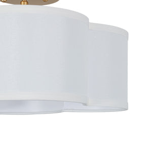 4-Light White Fabric Quatrefoil Cage Semi Flush Mount