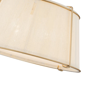 Boho Beige Woven Thread Drum Cage Brass Semi Flush Mount