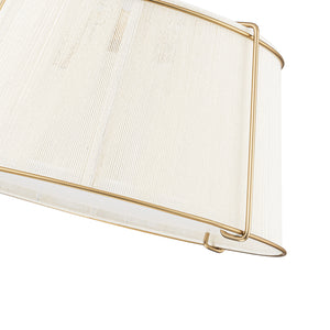 Boho Beige Woven Thread Drum Cage Brass Semi Flush Mount