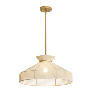 Boho Coastal Woven Beige Thread Conical Cage Chandelier