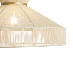 Boho Coastal Woven Beige Thread Conical Cage Chandelier