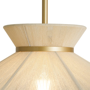 Boho Coastal Woven Beige Thread Conical Cage Chandelier