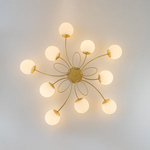 Bloom Opal Glass Globe Bubble Semi Flush Chandelier