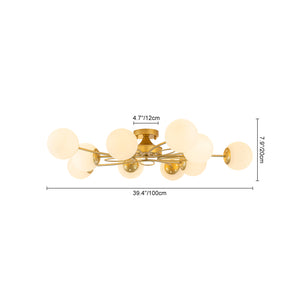 Bloom Opal Glass Globe Bubble Semi Flush Chandelier