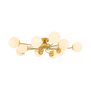 Bloom Opal Glass Globe Bubble Semi Flush Chandelier