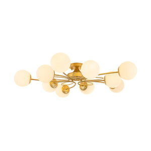 Bloom Opal Glass Globe Bubble Semi Flush Chandelier