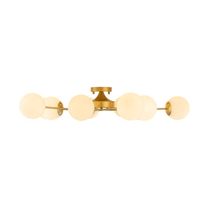 Bloom Opal Glass Globe Bubble Semi Flush Chandelier