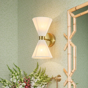 Boho 2-Light Beige Woven Thread Hourglass Vanity Wall Sconce