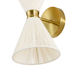Boho 2-Light Beige Woven Thread Hourglass Vanity Wall Sconce