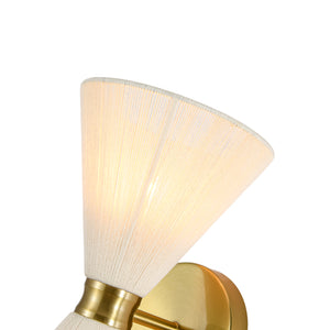Boho 2-Light Beige Woven Thread Hourglass Vanity Wall Sconce