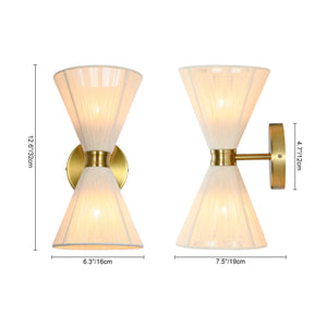 Boho 2-Light Beige Woven Thread Hourglass Vanity Wall Sconce