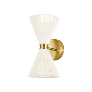 Boho 2-Light Beige Woven Thread Hourglass Vanity Wall Sconce