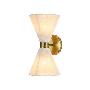 Boho 2-Light Beige Woven Thread Hourglass Vanity Wall Sconce