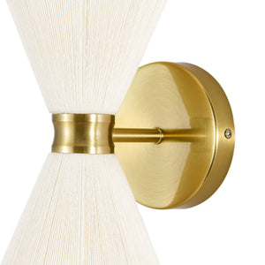 Boho 2-Light Beige Woven Thread Hourglass Vanity Wall Sconce