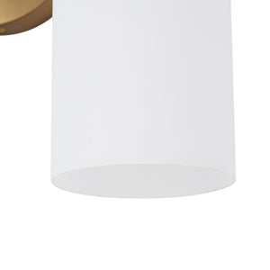 2-Light Frosted Glass Cylinder Looped Arm Vanity Wall Sconce