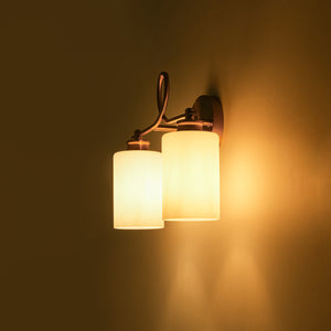 2-Light Frosted Glass Cylinder Looped Arm Vanity Wall Sconce