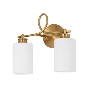 2-Light Frosted Glass Cylinder Looped Arm Vanity Wall Sconce