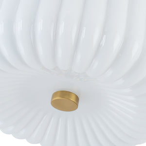 2-Light Shine Opal Ribbed Glass Drum Flush Mount