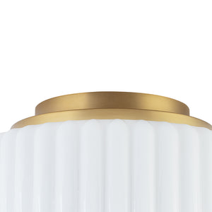 2-Light Shine Opal Ribbed Glass Drum Flush Mount
