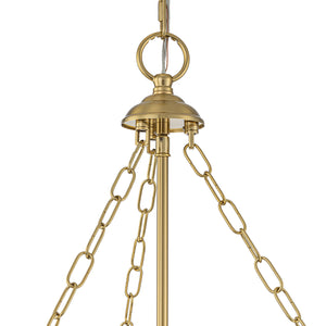 Brass 4-Light Ribbed Glass Bell Jar Lantern Pendant / Semi Flush