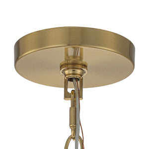 Brass 4-Light Ribbed Glass Bell Jar Lantern Pendant / Semi Flush