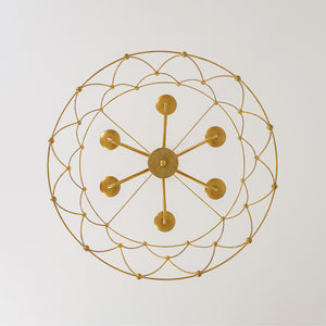 Brass 6-Light Candle Geometric Metal Drum Lantern Chandelier