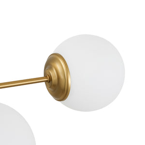 8-Light Opal Glass Globe Linear Sputnik Semi Flush Chandelier