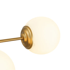 8-Light Opal Glass Globe Linear Sputnik Semi Flush Chandelier