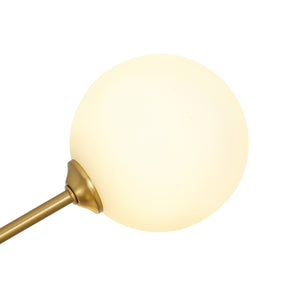 Brass 8-Light Tiered Opal Glass Globe Sputnik Chandelier