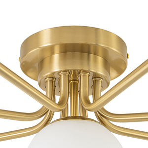 9-Light Opal Glass Bubble Round Sunburst Sputnik Semi Flush Mount