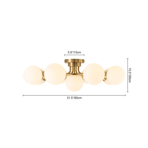 9-Light Opal Glass Bubble Round Sunburst Sputnik Semi Flush Mount