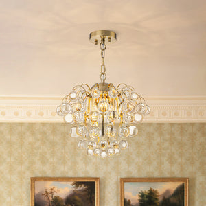 Brass Bloom Cascade Tiered Crystal Ball Firework Chandelier