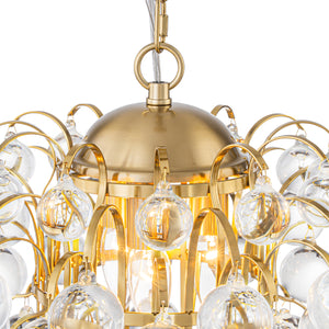 Brass Bloom Cascade Tiered Crystal Ball Firework Chandelier