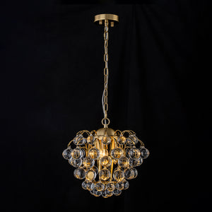 Brass Bloom Cascade Tiered Crystal Ball Firework Chandelier