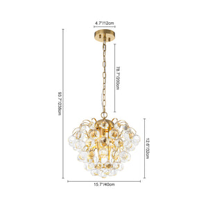 Brass Bloom Cascade Tiered Crystal Ball Firework Chandelier