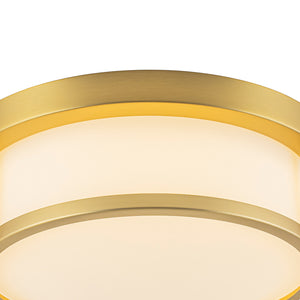 Brass Dimmable LED Round Frosted Glass Drum Ceiling Light