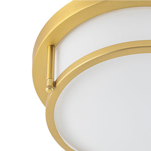 Brass Dimmable LED Round Frosted Glass Drum Ceiling Light