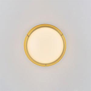 Brass Dimmable LED Round Frosted Glass Drum Ceiling Light