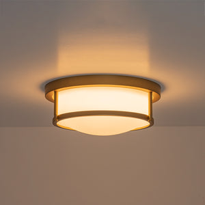 Brass Dimmable LED Round Frosted Glass Drum Ceiling Light