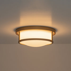 Brass Dimmable LED Round Frosted Glass Drum Ceiling Light