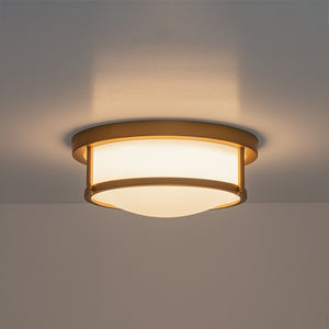 Brass Dimmable LED Round Frosted Glass Drum Ceiling Light