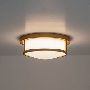 Brass Dimmable LED Round Frosted Glass Drum Ceiling Light