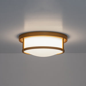 Brass Dimmable LED Round Frosted Glass Drum Ceiling Light